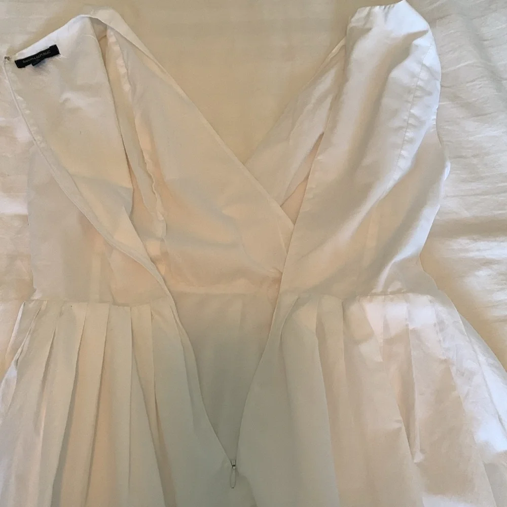 Banana Republic white w wide blue stripe hem cotton blend sleeveless dress EUC - Picture 4 of 5